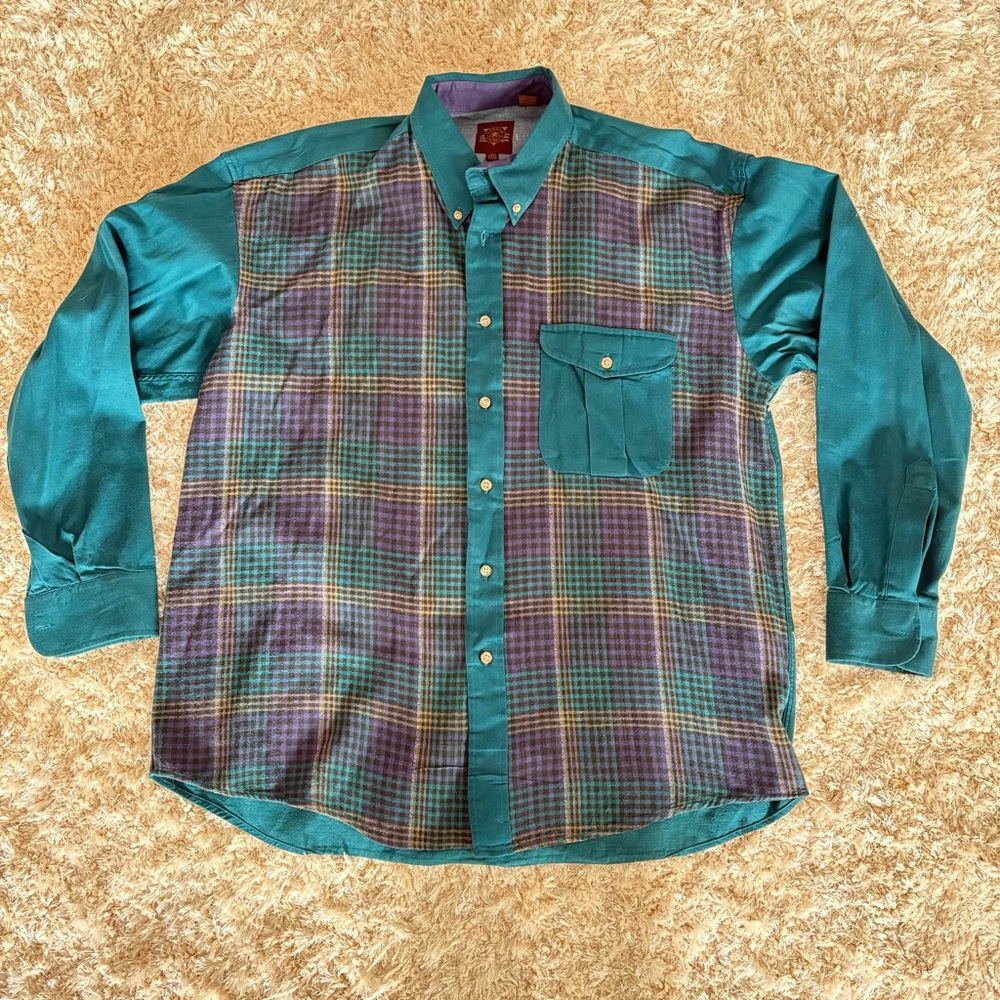 Haggar Casuals Brand Button Up Shirt VTG L Long Sleeve Striped Cotton